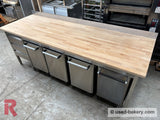 Bakeryworktable / -bench about 250 cm incl. 4 ingredient / flour trolleys and drawer unit - Workingbench