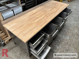 Bakeryworktable / -bench about 250 cm incl. 4 ingredient / flour trolleys and drawer unit - Workingbench