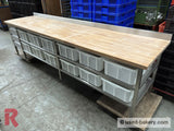 Bakeryworktable / -bench about 350 cm incl. 12 ingredient / flour containers and drawer unit - Workingbench