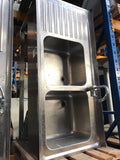 Commercial double sink made from stainless steel, about 160 x 70